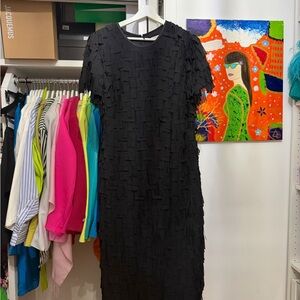 Trina Turk Black Textured Long Sleeve Dress